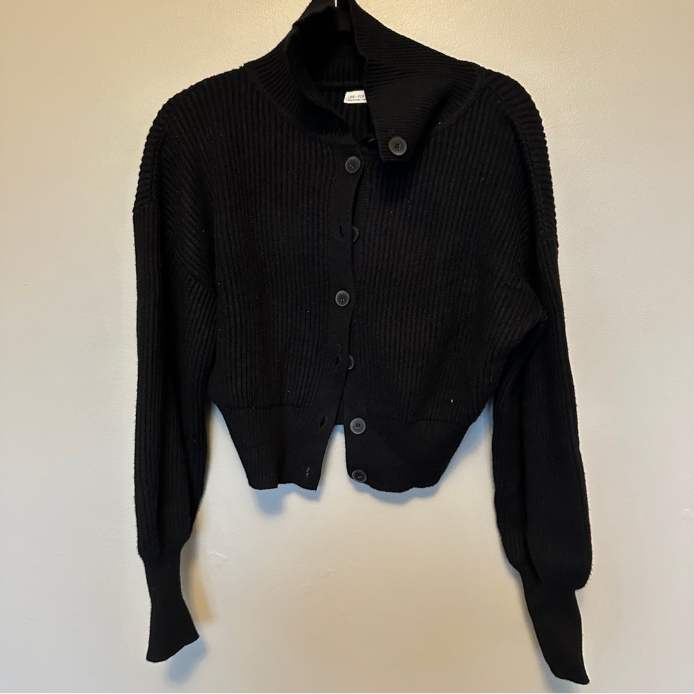 OAK AND FORT black knit cardigan sweater